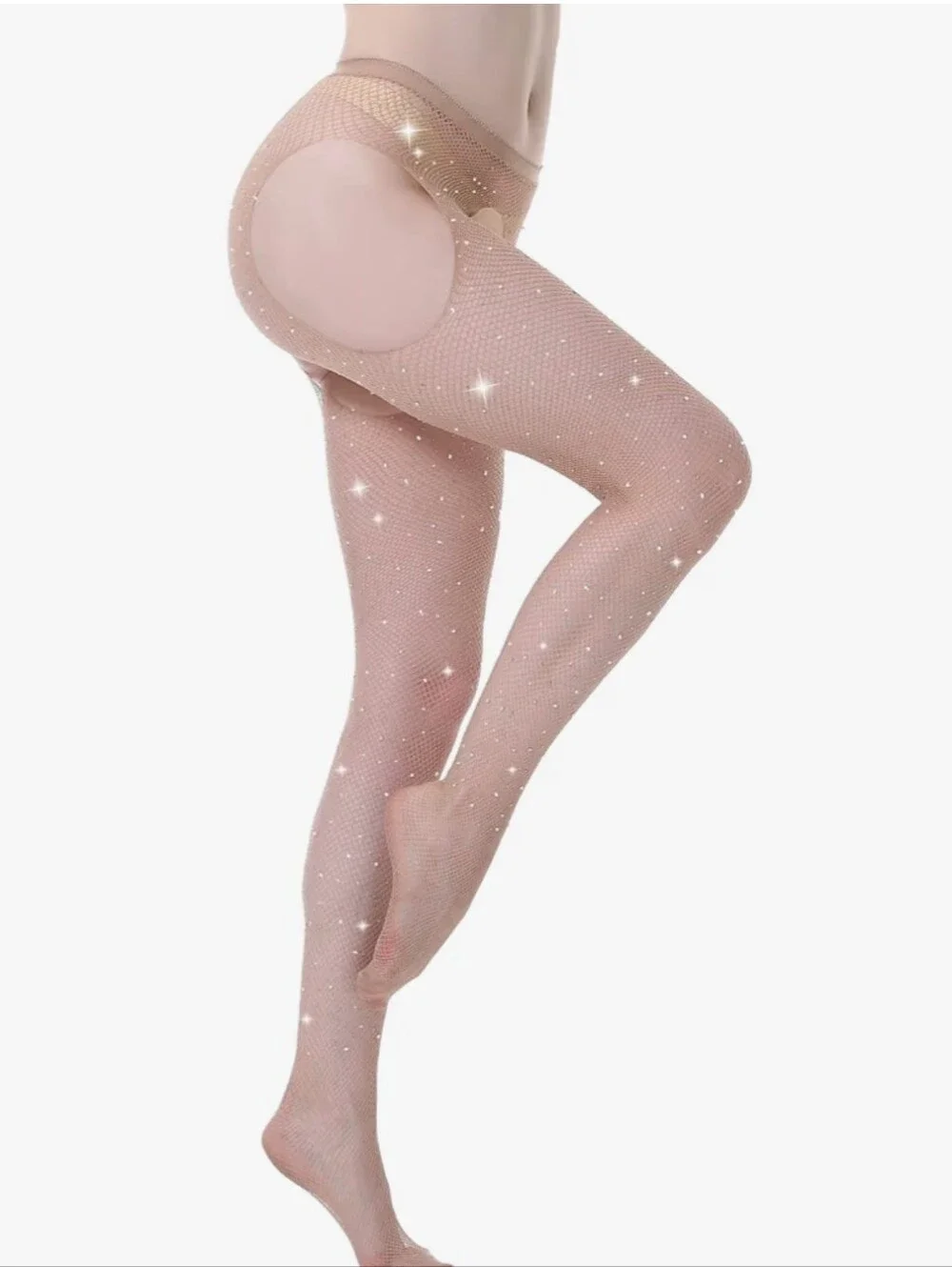 Women’s Rhinestoned Sheer Full-Length Stockings - Black, Brown, Nude